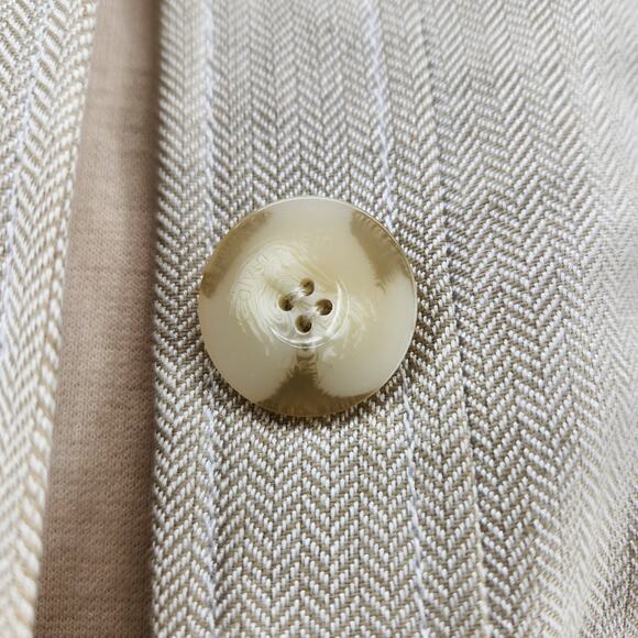 Calvin Klein Linen Blend Safari Jacket Size 14 Tan Short Sleeve - Picture 9 of 11